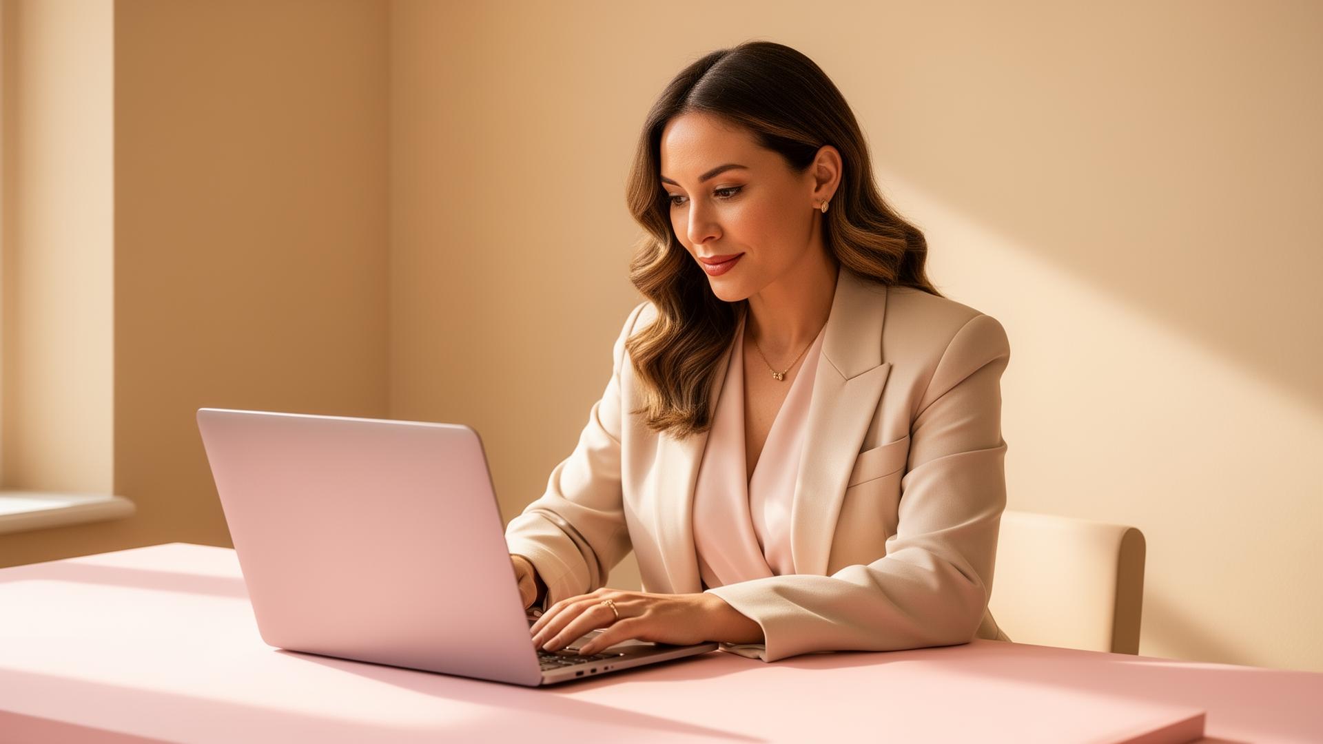 Confident woman entrepreneur working on her business